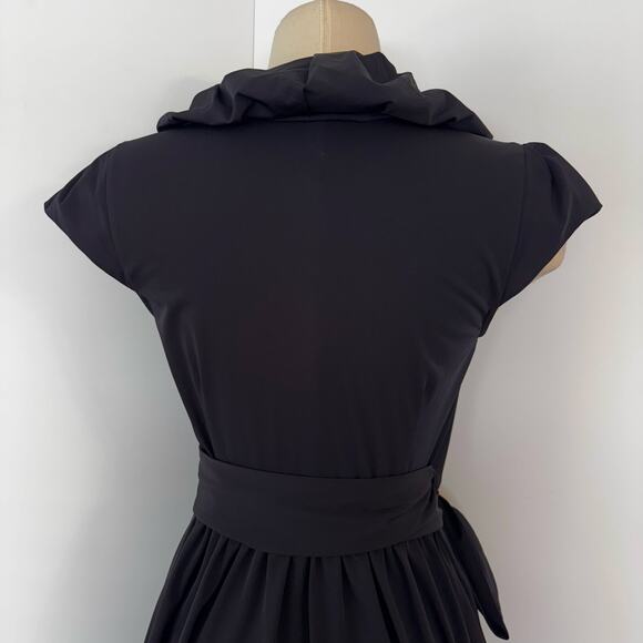 Diane Von Furstenberg Bethania Wrap Dress Ruffle-Neck Cap Sleeves Black Size 4 - Picture 8 of 12